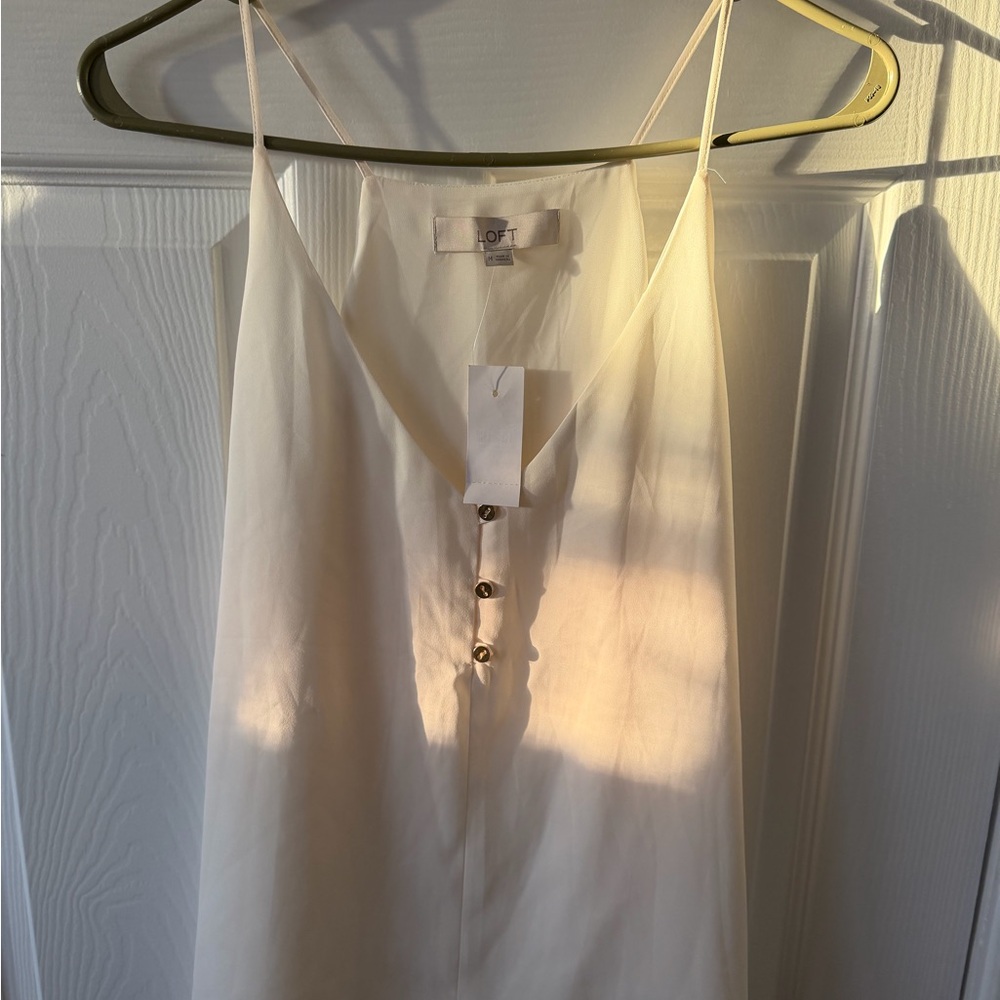 LOFT Ivory Button-Front Blouse